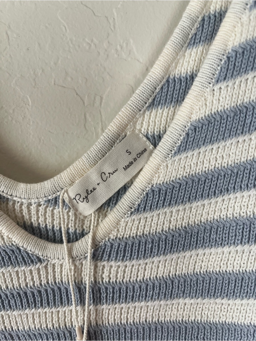 NWT Rylee + Cru Blue and White Striped Knit Mini Dress - Picture 5 of 7